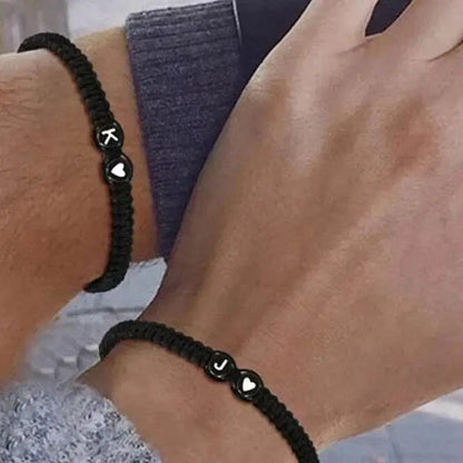 26 Letters Initial Heart Bracelets Handmade Adjustable A-Z Name Braided Bracelets For Women Men Friendship Jewelry Gifts