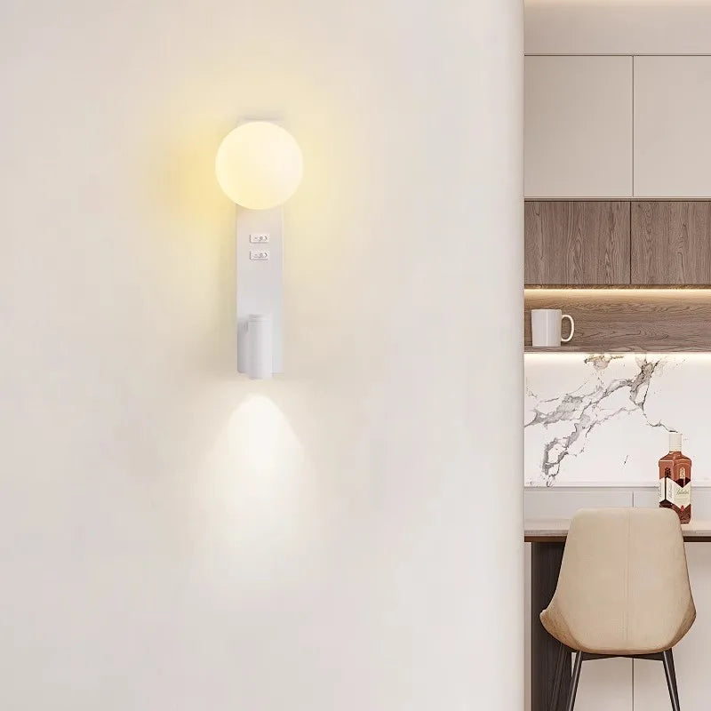 Bedroom Bedhead Reading Light Creative Minimalist LED with Switch Hotel Rooms Study Living Room Background Wall Decorative Light