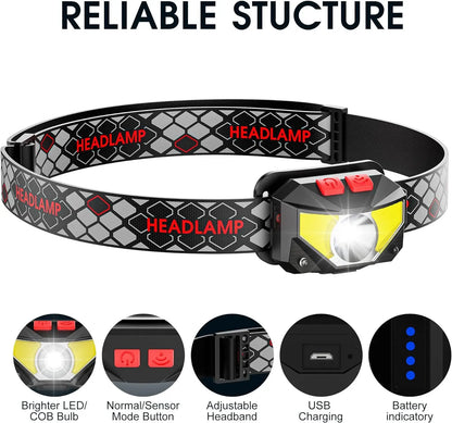 Powerful 5 LED Headlamp USB Rechargeable Headlamp Fishing Head Flashlight Waterproof Hunting Camping Outdoor Run Hiking Light