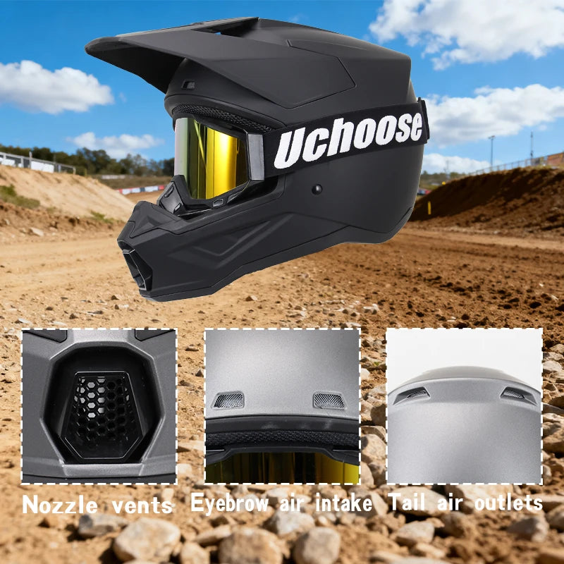 906-Motorcycle Off-Road Helmet, Fully Covered Electric Vehicle, Pulling Full Helmet, Mountain Downhill, All Season