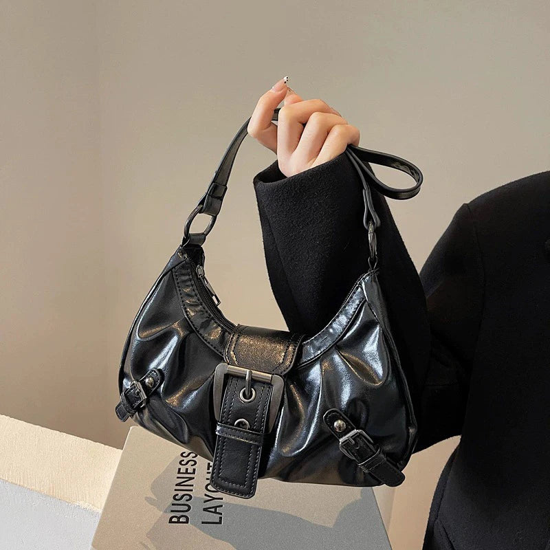 Y2K Retro Pleated Hobo Shoulder Bag for Women Hot Selling Maillard Style Underarm Bag Clutch Handbags for Travel Work Shopping