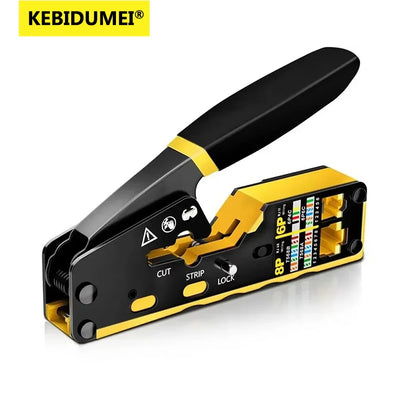 RJ45 Crimp Tool Pass Through Ethernet Crimping Tool for Cat6 Cat5 Cat5e Cutting Peeling Tool Wire Cutter Crimper Connectors