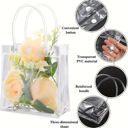 10/20Pcs Transparent Gift Bag with Handle Wedding Birthday Party Candy Gift Packaging Reusable Tote Bag Christmas Baby Shower