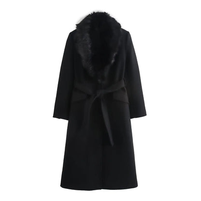 Long Sleeved Lapel Single Breasted Coat With Belt Pocket Decoration For Autumn And Winter New Women's Clothing