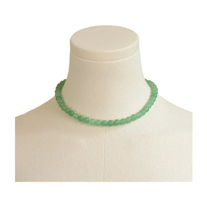 The Wizard of Oz-Inspired New Chinese Style Jadeite Green Beaded Necklace Cool-Toned Natural Stone Collarbone Chain Accessory