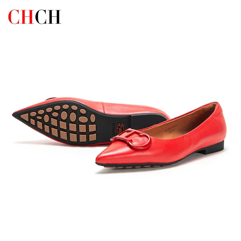 C-H Women's Flats Simple Solid Coloured Classic Fashionable Style Pointed Toe Suitable for Business Office Comfortable For Girls