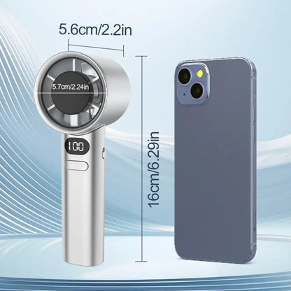 Portable Handheld Fan with 120 Wind Speeds USB Rechargeable Bladeless High-Speed Electric Cooling Fan for Personal Use