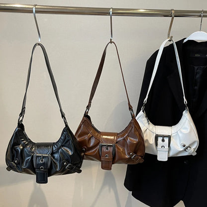 Y2K Retro Pleated Hobo Shoulder Bag for Women Hot Selling Maillard Style Underarm Bag Clutch Handbags for Travel Work Shopping
