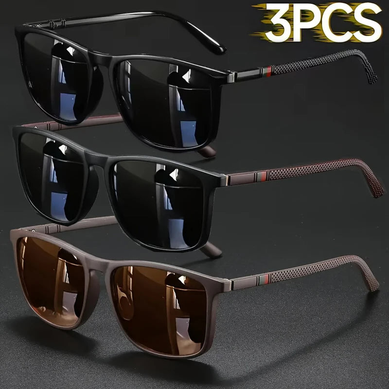 2/3pcs Luxury Square Vintage Cycling Sunglasses Men Women Fashion Travel Driving Fishing Sun Glasses Male Eyewear UV400