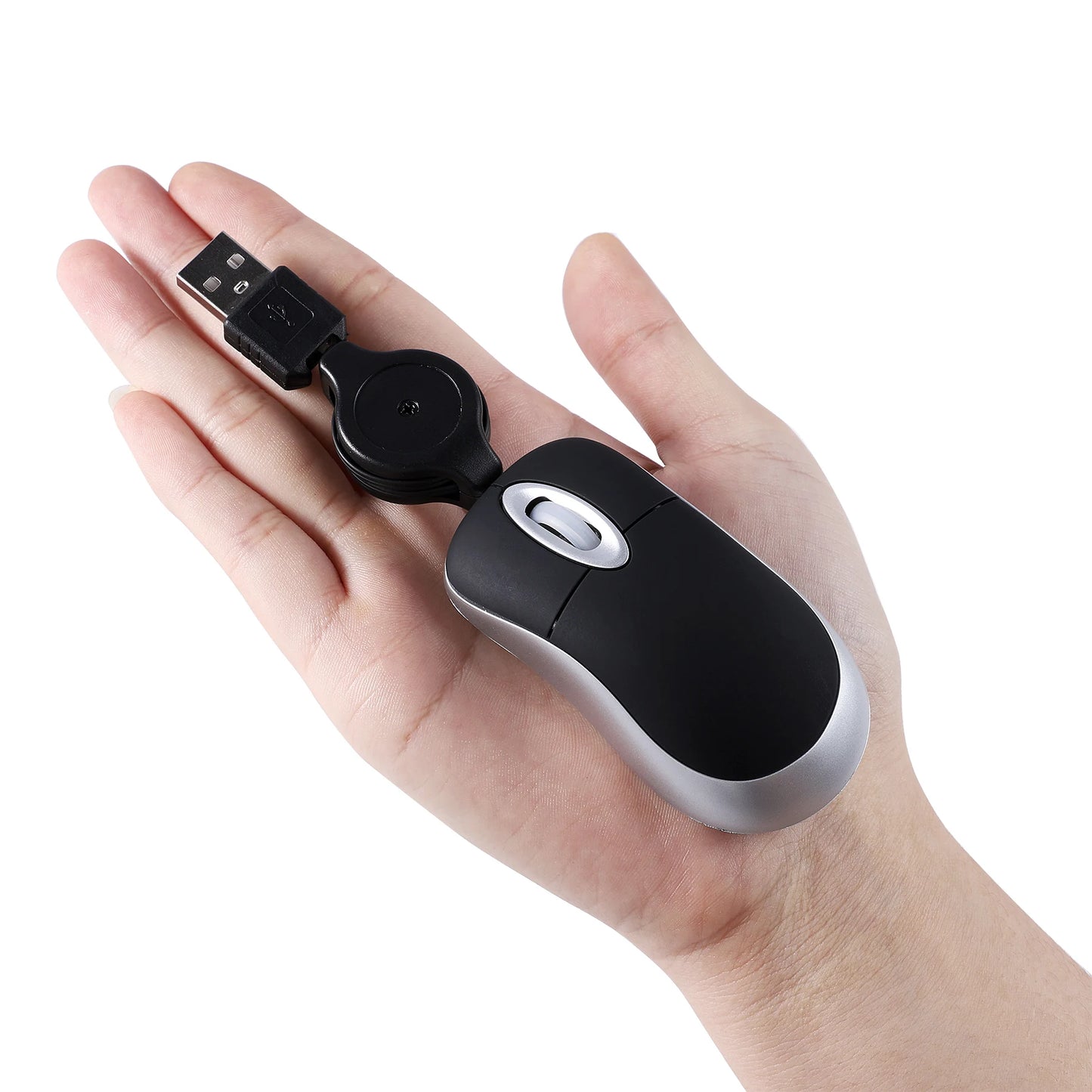 Computer Mouse Wired Small Hand Retractable USB Cable Gaming Mice Purple