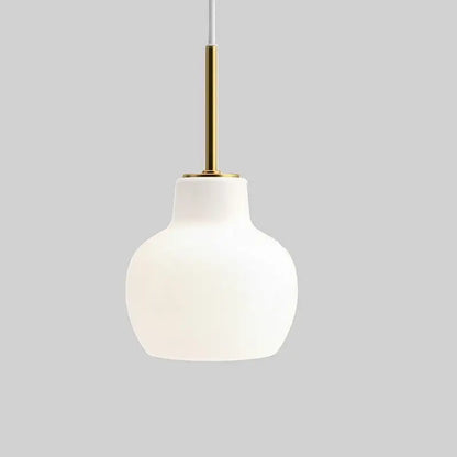 European Retro Bedside Bedroom Study Milk White Gourd Glass Single Head Small Chandelier