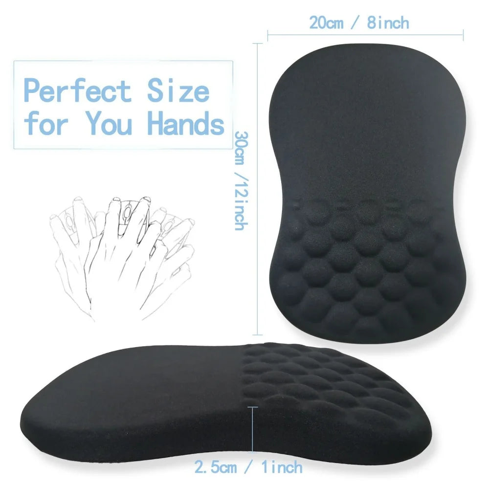 Ergonomic Wrist Rest Mouse Pad, High-Resilience Memory Foam, Non-Slip Base, Comfortable Wrist Support, Compatible with PC and La