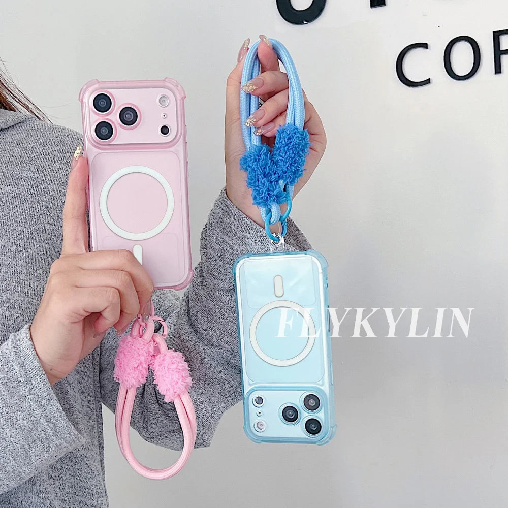 For Xiaomi 15T 14T 13T 12T Pro 12S 12X 14 Pro 17 Pro Max Magnetic Rechargeable Protective Case Equipped With Plush Hand Rope