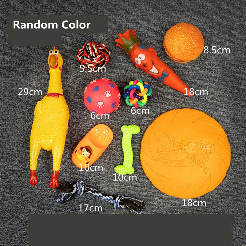New Dog Toys Pet Ball Bone Rope Squeaky Plush Toys Kit Puppy Interactive Molar Chewing Toy for Small Large Dogs Pug Supplies
