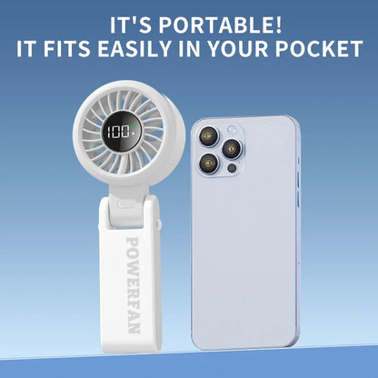 Digital Display Handheld Fan, USB Rechargeable Strong Wind Cooling Fan, Portable Mini Fan for Home Office Travel