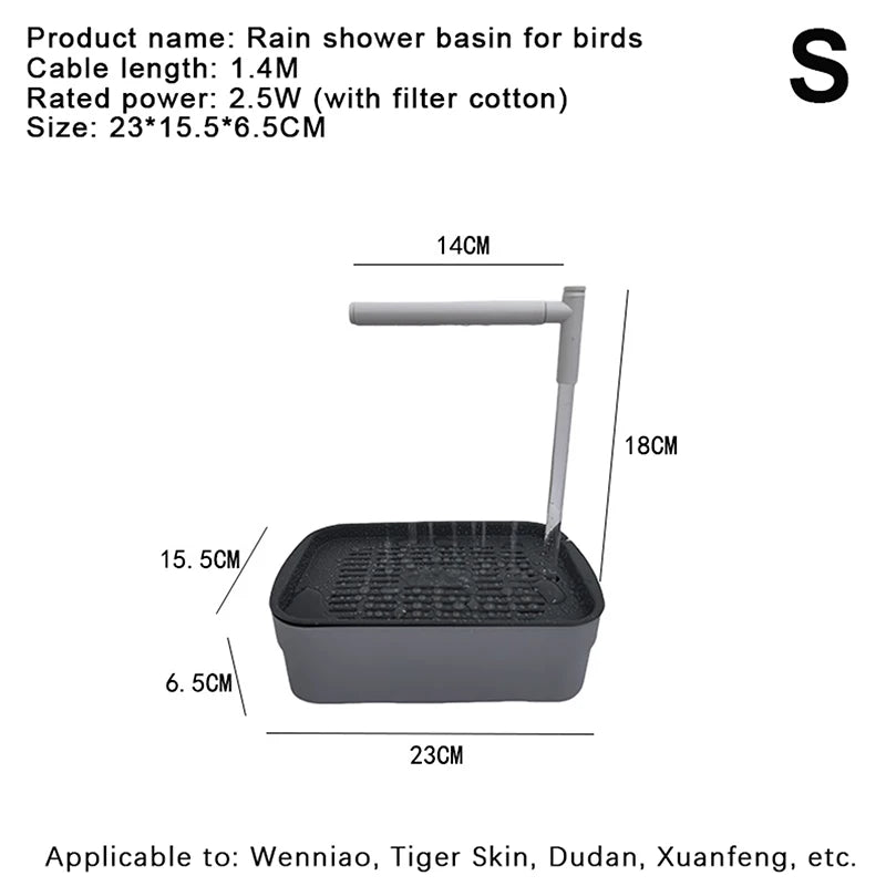 Automatic Parrot Bird Bath Tub USB Electric Pet Water Circulating Fountain Shower Bathtub Pet Supplies for Birds