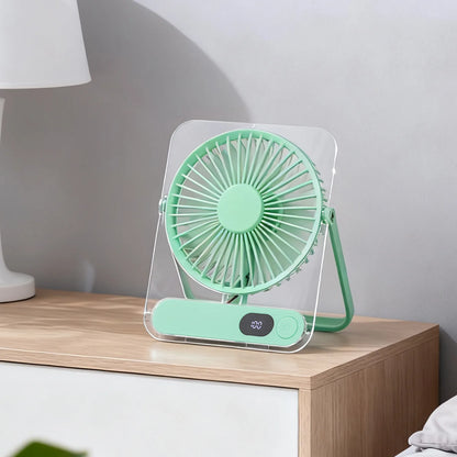 Lenovo Foldable Table Fan for Home Rooms Compact Mini Portable Digital Display 199-Speed Stepless Adjustment USB-Rechargeable