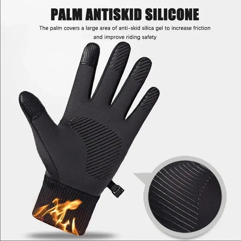 Cycling gloves Warm Full Fingers Waterproof Cycling Outdoor Sports Running Motorcycle Ski Touch Screen Fleece Gloves