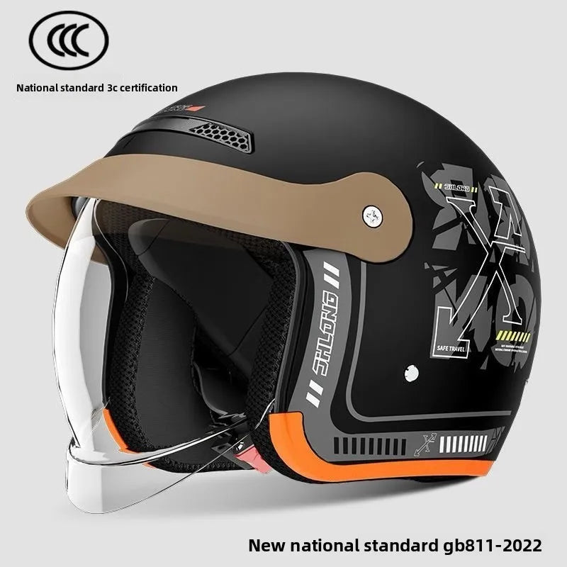 Certified 4-Season Half Helmet - Unisex Warm Windproof Hard Hat for E-Vehicle Motorcycle