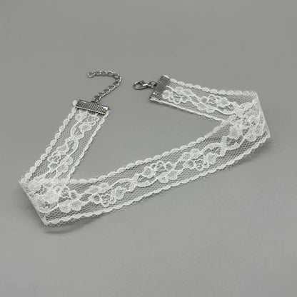 New Simple Lace Rose Flower Necklace Women's Choker Light Luxury Lace Collarbone Chain Black White Lace Jewelry Accessory