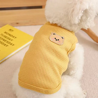 Cute Waffle Dog Clothes Breathable Solid Color Pet Cat Clothing Thin Sweat-absorbent Dog Vest
