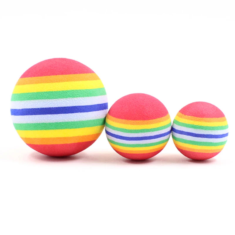 5/10/30PCS Rainbow EVA Cat Toys Ball Interactive Cat Dog Play Chewing Rattle Scratch EVA Ball Training Balls Pet Toys Supplies