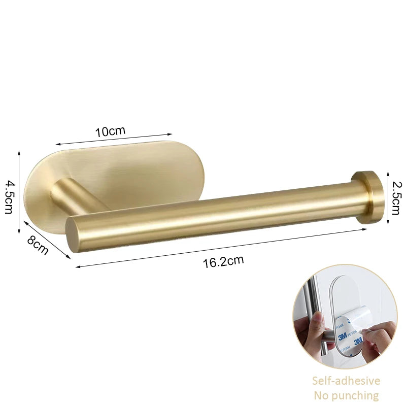 Stainless Steel Paper Towel Holder Under Cabinet Adhesive Toilet Roll Paper Holder Lengthen Tissue Hanger For Kitchen Bathroom