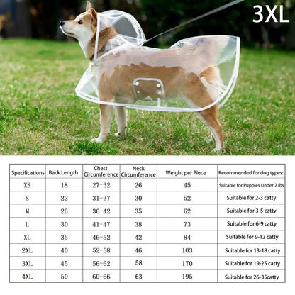 Pet Raincoat Transparent Dog Raincoat Waterproof And Windproof Pet Clothing Large Dog Pet Dog Dog Costume