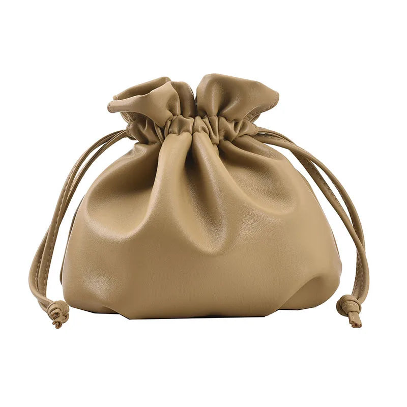 Lady Shoulder Bag Korean Fashion Women Drawstring Bucket Bag Casual Cute Messenger Bag Small Solid Color Female Crossbody Bag