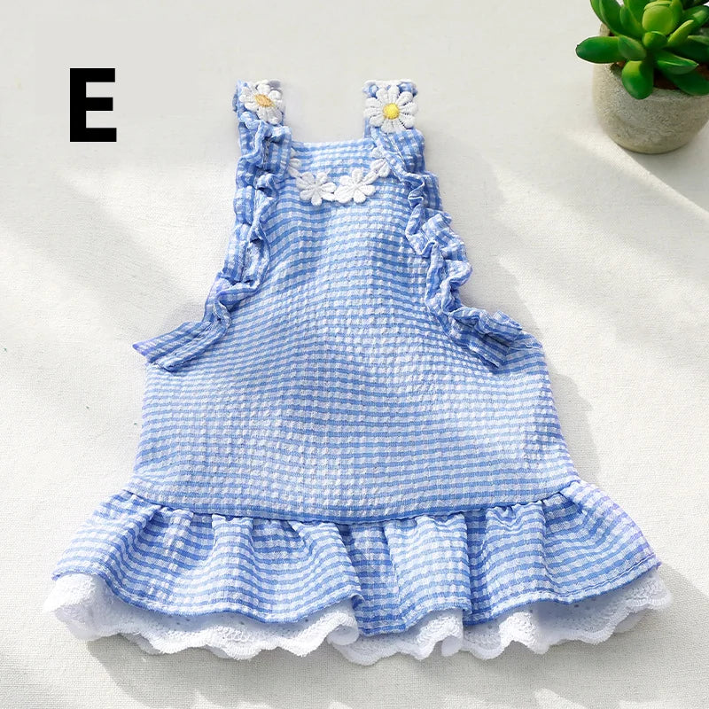 Any 3 pieces of clothing Summer Thin Luxury Dog Dresses Soft Breathable Mesh Pet Clothes Cute Puppy Dress Kitten Cat Skirt