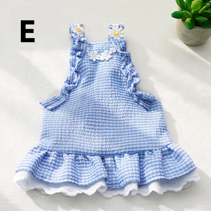 Any 3 pieces of clothing Summer Thin Luxury Dog Dresses Soft Breathable Mesh Pet Clothes Cute Puppy Dress Kitten Cat Skirt