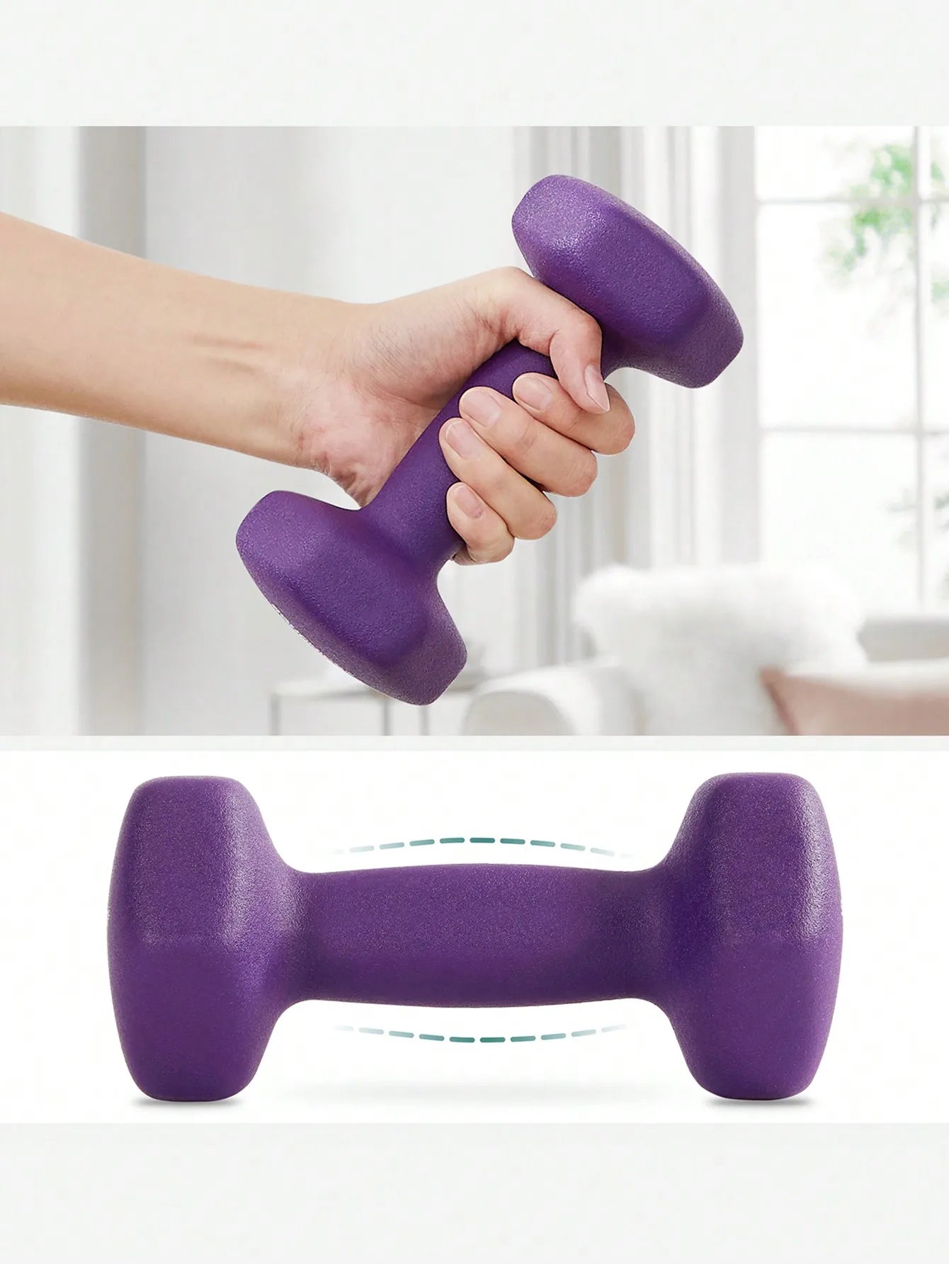 SONGMICS 2 x 2 kg Dumbbells, Neoprene Coating, Hexagonal Pair, Home Workout, Fitness Training, Purple, Ideal for Exercise