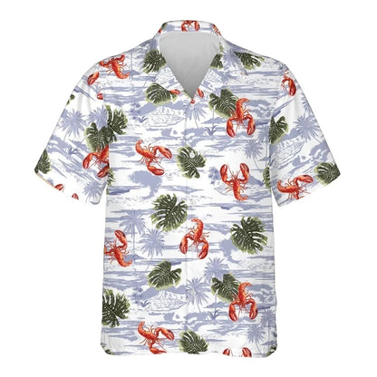 Hawaiian Flower Social Shirt 3d Print Boston Lobster Fashion Short Summer Casual Vintage Harajuku Cadiz Camisas Casuais Blouse