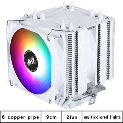6 Copper Pipe Double Tower ARGB Cpu radiator Cooler 90MM 4Pin Fan 1200 1150 1155 1366 1700 AM3 AM4 X99 2011 PC Heat Sink 2011-V3