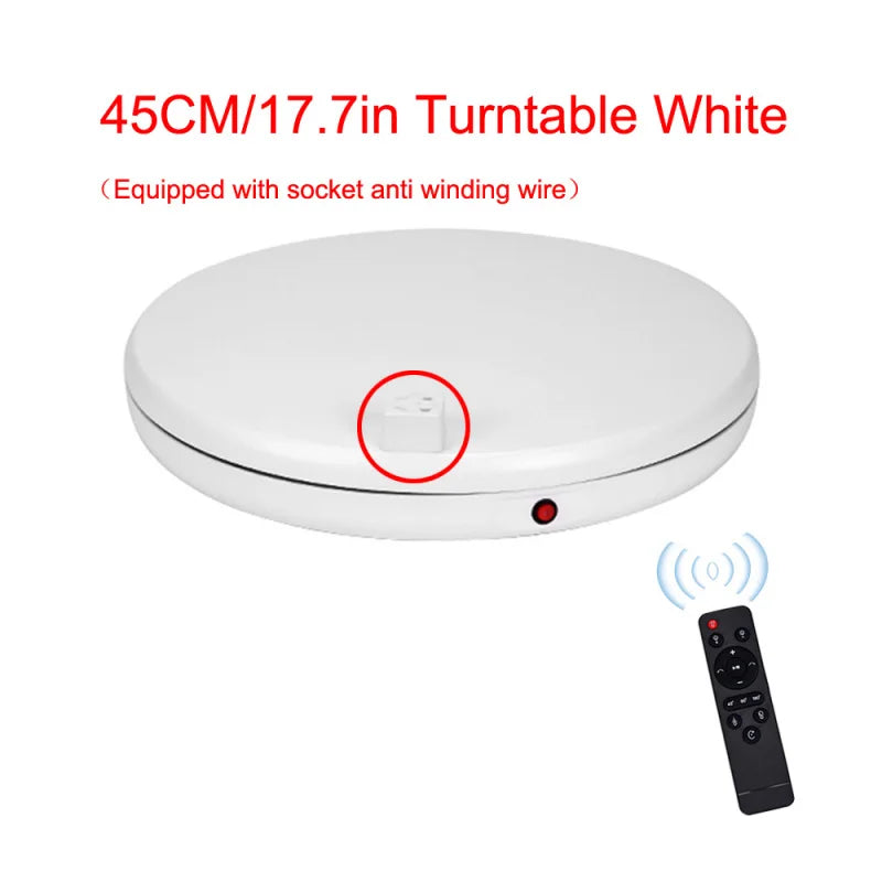 45CM/17.7in Motorized Rotating Display Stand Display Base 360°Rotatable Electric Potography Turntable for Products Display Live