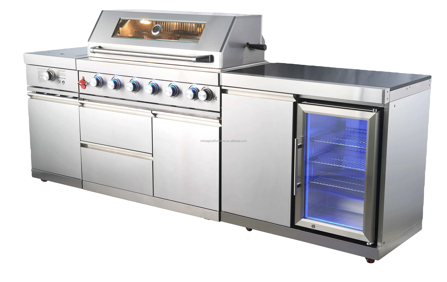 Portable Outdoor Commercial BBQ Grill Stove Steel Metal Gas BBQ Grill Side Burner Toaster Ovens Folding Design Electronic