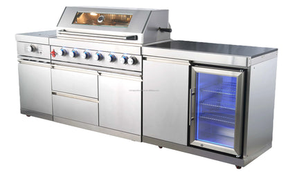Portable Outdoor Commercial BBQ Grill Stove Steel Metal Gas BBQ Grill Side Burner Toaster Ovens Folding Design Electronic