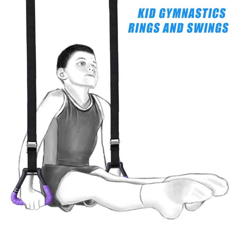 Gymnastics Rings Kid Sport Toy Non-Slip Gym Rings With Swing Adjustable Straps Pull-up Workout Gymnastics Fitness Equipment Toy