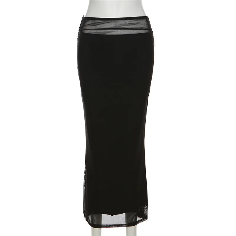 Sylcue Black Simple All-match Casual Commuter Summer Street Travel Cool Youth Vitality Tight Sexy High-elastic Women's Skirt