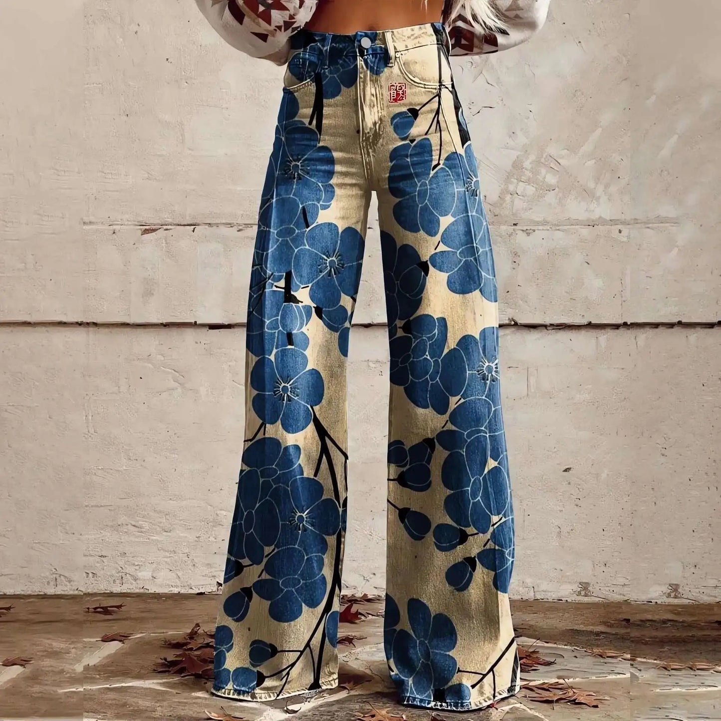 2025 Retro 3D Printing Fashion High Waist Pants High Street Loose Wide Leg Pants for Women Harajuku Trousers Spring Summer