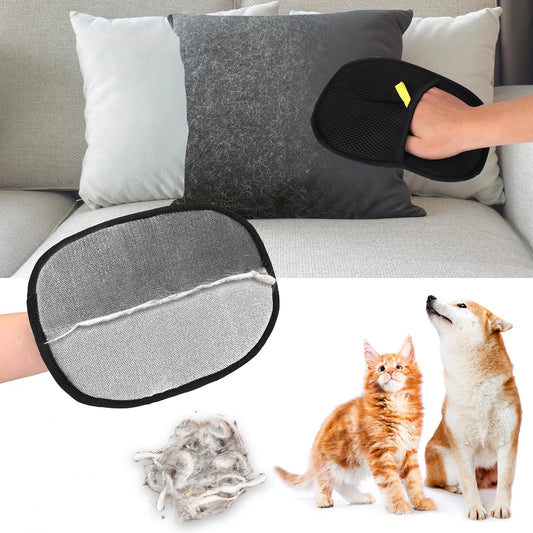 Pet Hair Removal Gloves Double Sided Reusable Grooming Tool for Dogs Cats Fur Static Cleaning Gloves for Carpets Furniture