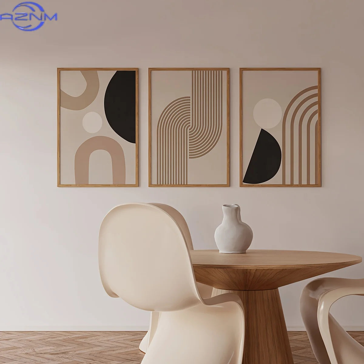 3pcs Modern Minimalist Abstract Lines Canvas Art, Beige Geometric Wall Paintings, Boho Chic Home Decor for Living Room, Bedroo