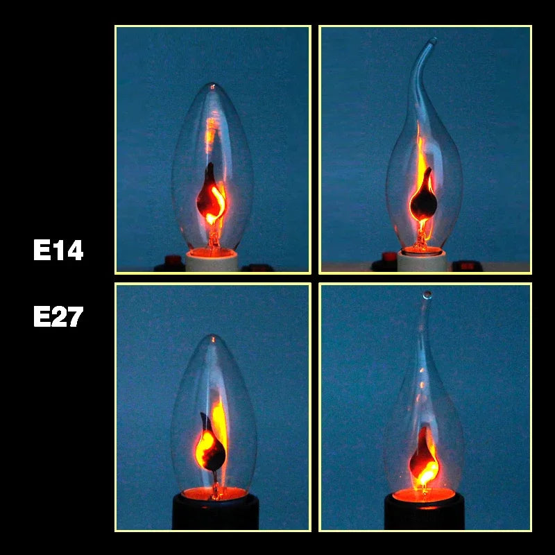 4/10/20Pcs Edison Led Candle Light Bulb Flicker Flame E14 E27 LED Flame Effect Bulb Retro For Home Decor Energy Saving Lamp
