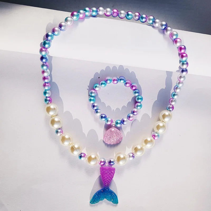 children's necklace three-piece set unicorn necklace rainbow necklace mermaid necklace