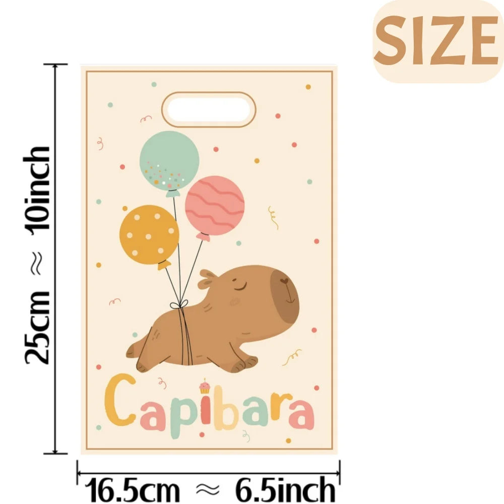 Cute Capybara Birthday Decorations Balloons Backdrop Tablecloth Stickers Cups Plates for Baby Shower Kids Event Party Supplies