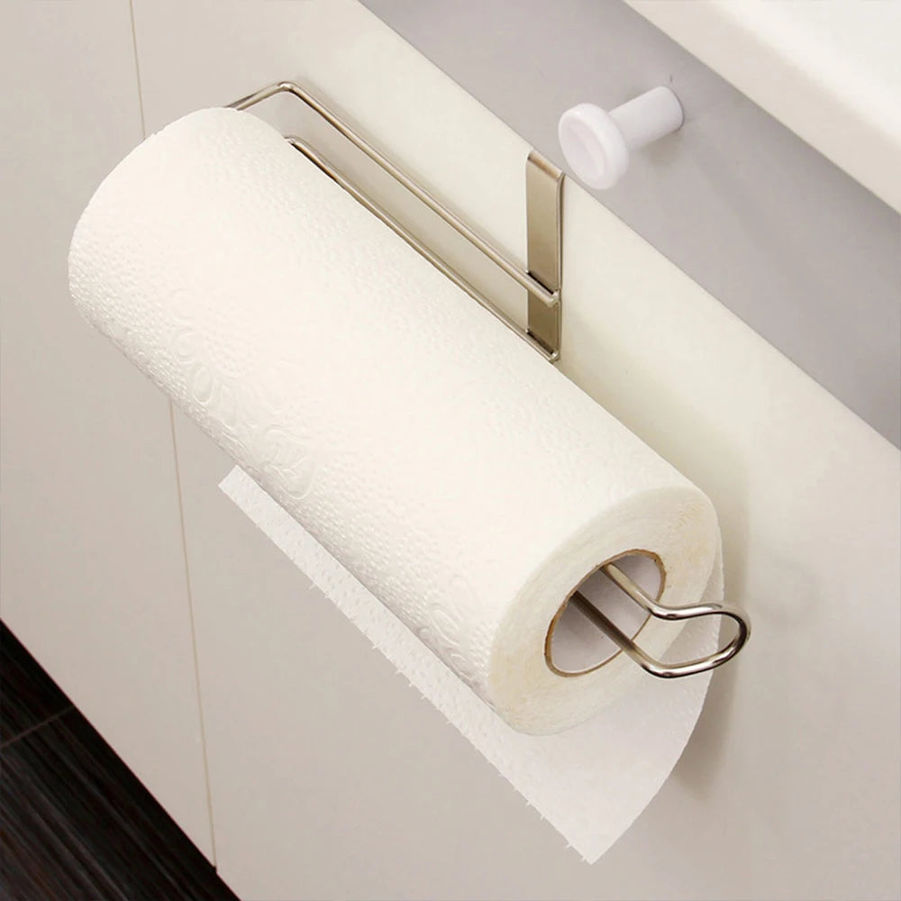 Kitchen paper towel holder Stainless steel nail free punch free wall mounted metal toilet roll holder