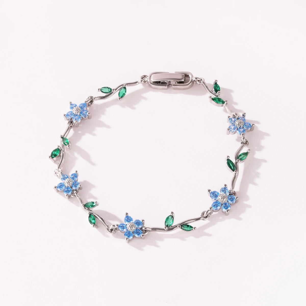 Elegant Multiple Color Flower Charm Zircon Branch Leaf Bracelet Dopamine Niche Sense 18K Gold Plated Women's Bangle Gifts