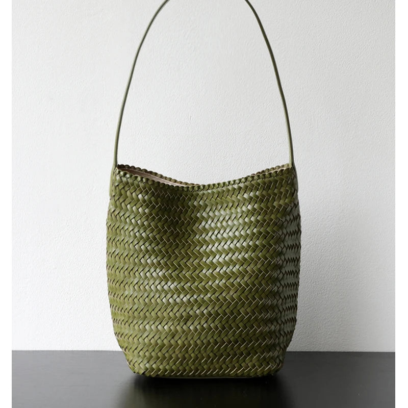 Luxury Woman Handbag New High End Hand-Woven Genuine Leather Women's Bag Large Capacity Shoulder Tote Bag Underarm Bag Bucket Ba