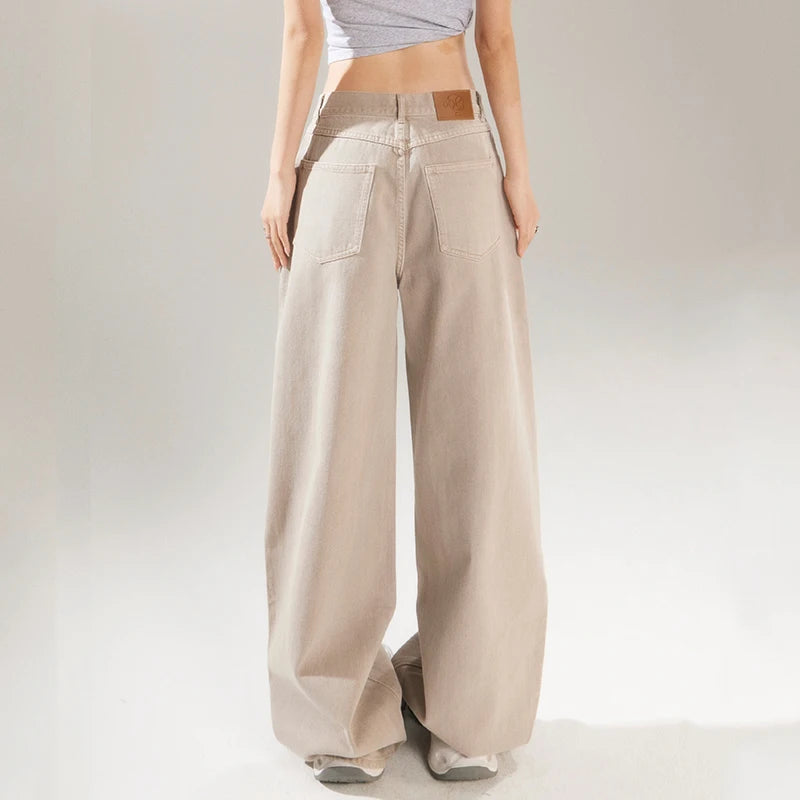 KSTUN Women's Jeans Green Wide Leg Denim Pants High Waist Straight Loose Streetwear Fashion Woman Khaki Jeans Female Baggy Pants
