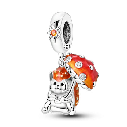 Colorful 925 Sterling Silver Mushroom Rabbit Beads & Toucan Dangle Charm Fits Bracelet Boutique Beautiful Pendant Gifts